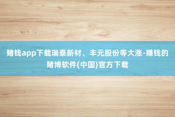 赌钱app下载瑞泰新材、丰元股份等大涨-赚钱的赌博软件(中国)官方下载