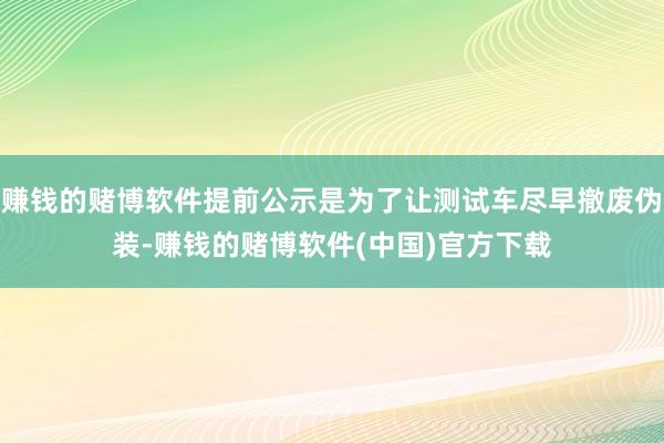赚钱的赌博软件提前公示是为了让测试车尽早撤废伪装-赚钱的赌博软件(中国)官方下载