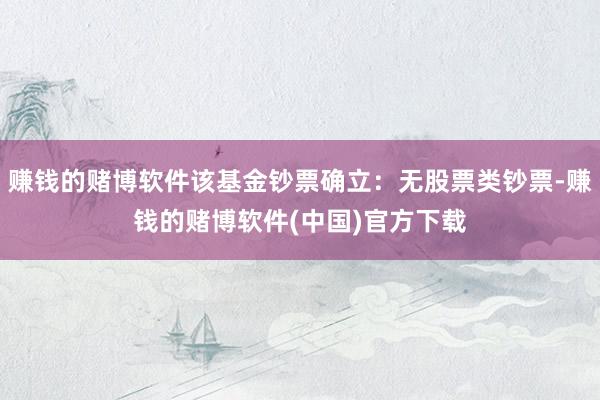 赚钱的赌博软件该基金钞票确立：无股票类钞票-赚钱的赌博软件(中国)官方下载