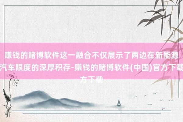 赚钱的赌博软件这一融合不仅展示了两边在新能源汽车限度的深厚积存-赚钱的赌博软件(中国)官方下载
